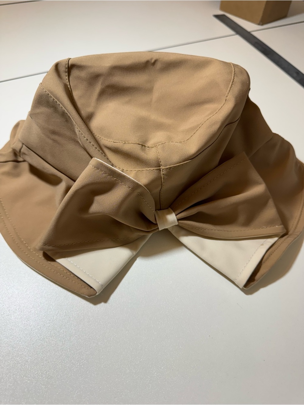 Tan Bow Accent Women's Hat